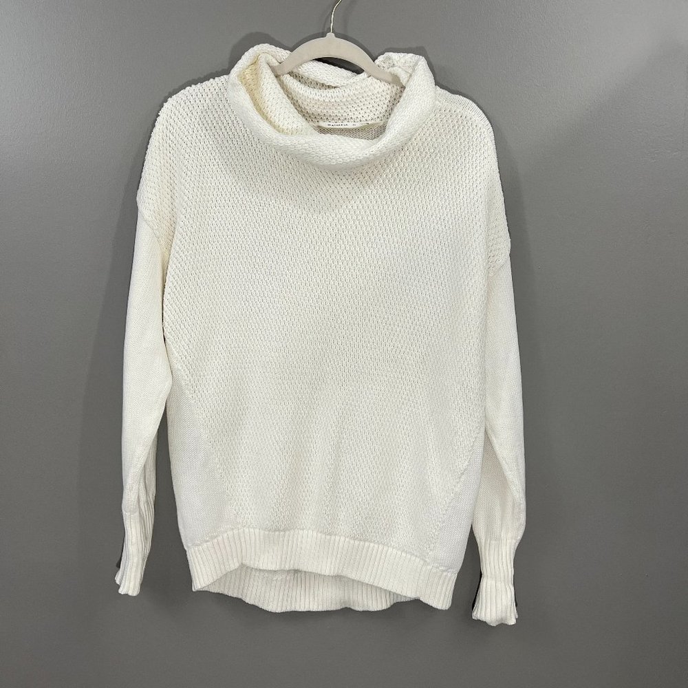 Athleta Women Breckenridge Sweater XL Ivory Top Cowl Turtleneck Long Sleeve Knit